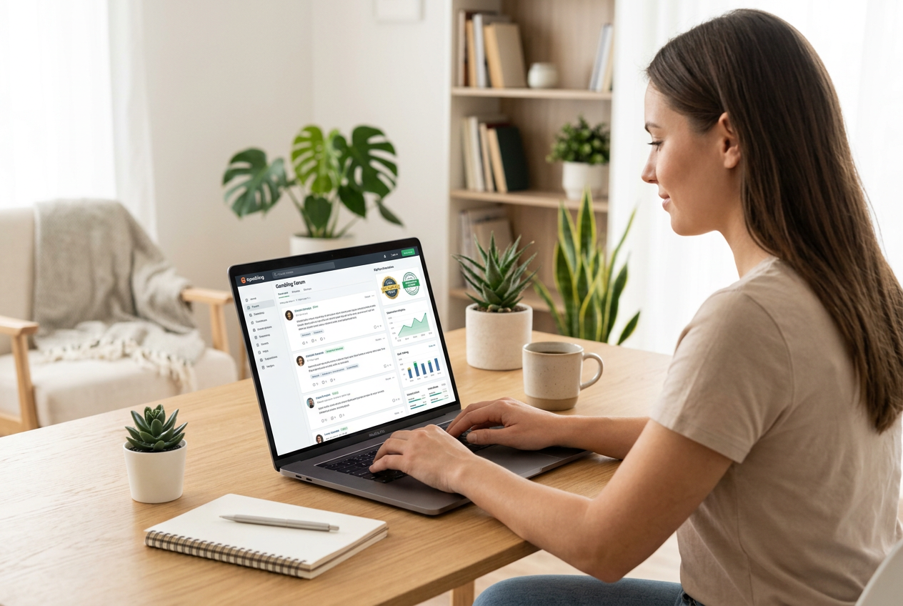 Użytkownik przeglądający zaufane źródła opinii o kasynach online.